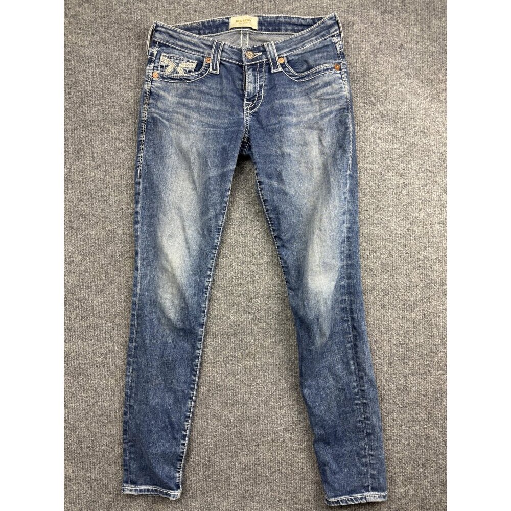 Big Star Alex Skinny Jeans Womens 26 Blue‎ Distressed Embroidered Stretch Denim